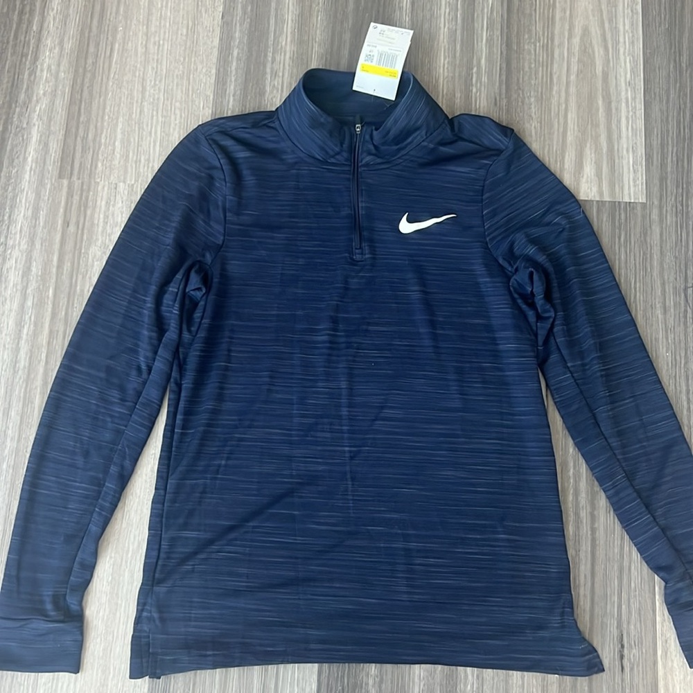 NWT Mens Nike navy blue dri-fit 1/4 zip